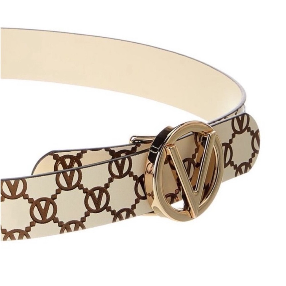 NEW✨Valentino Giusy White and Gold Patterned Belt by Mario Valentino